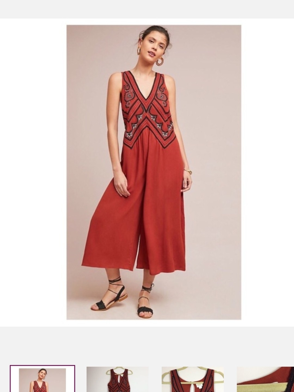 Anthropologie Maeve Women’s Embroidered Desert Jumpsuit Sz 2